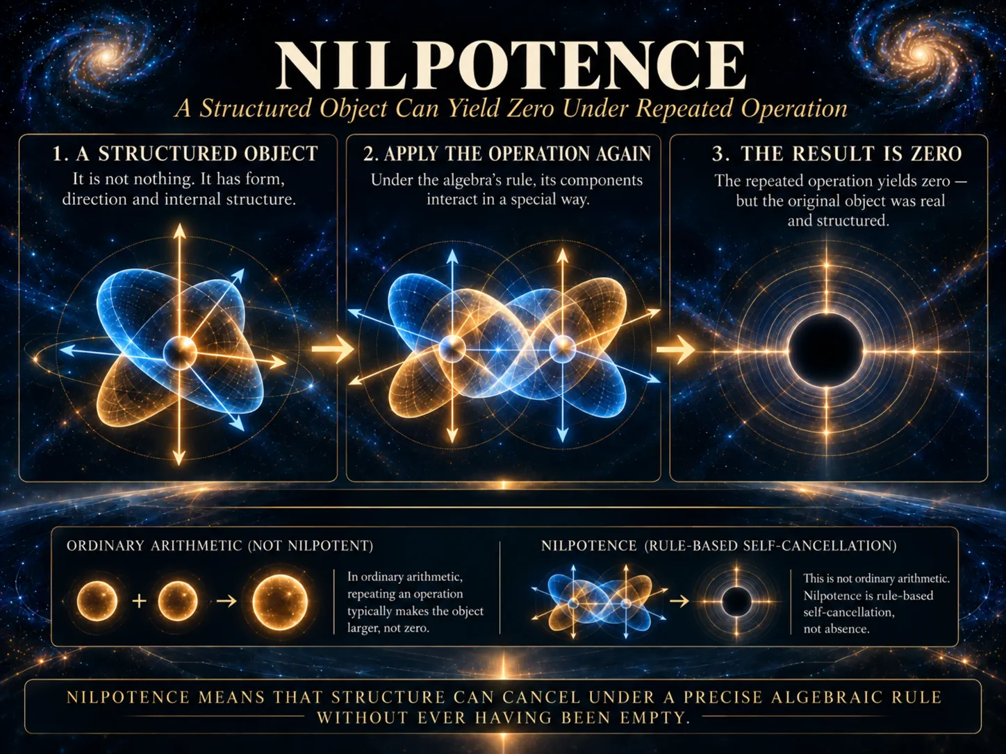 Nilpotence and Structured Self-Cancellation